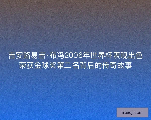 吉安路易吉·布冯2006年世界杯表现出色荣获金球奖第二名背后的传奇故事